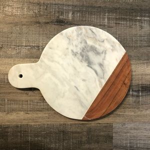 White Marble and Acacia Paddle Cheese Board